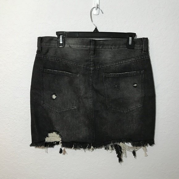 We the Free Relaxed & Destroyed Black Denim Skirt - Picture 5 of 8